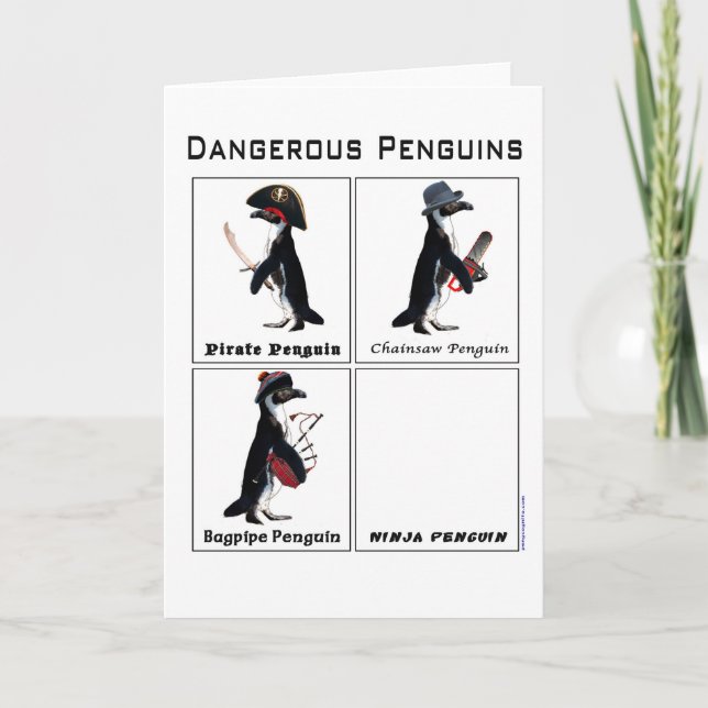 Cartão pinguins perigosos (Frente)