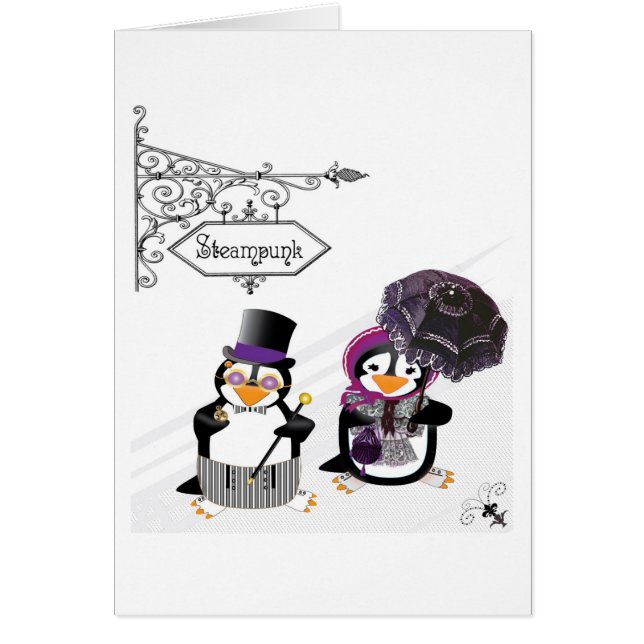 Cartão Pinguins Steampunk (Frente)