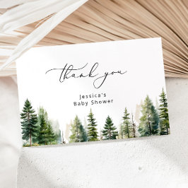 Cartão Pinheiros florestais Elegante obrigado-te