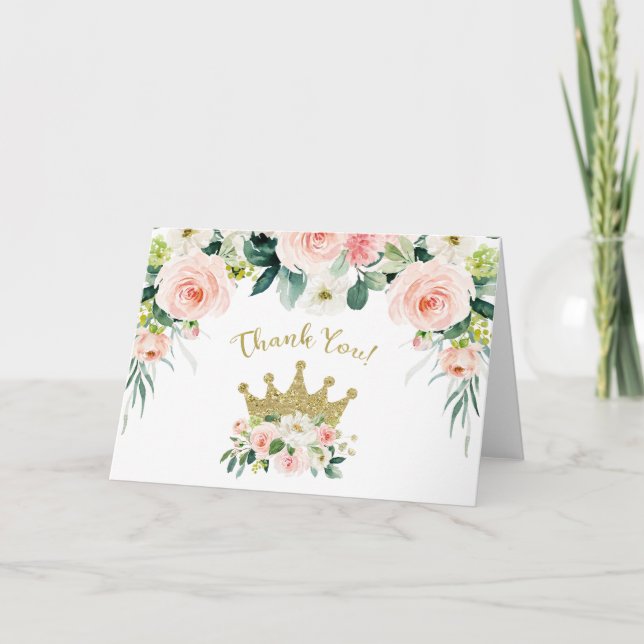 Cartão Pink and Gold Princess Thank you Card (Frente)
