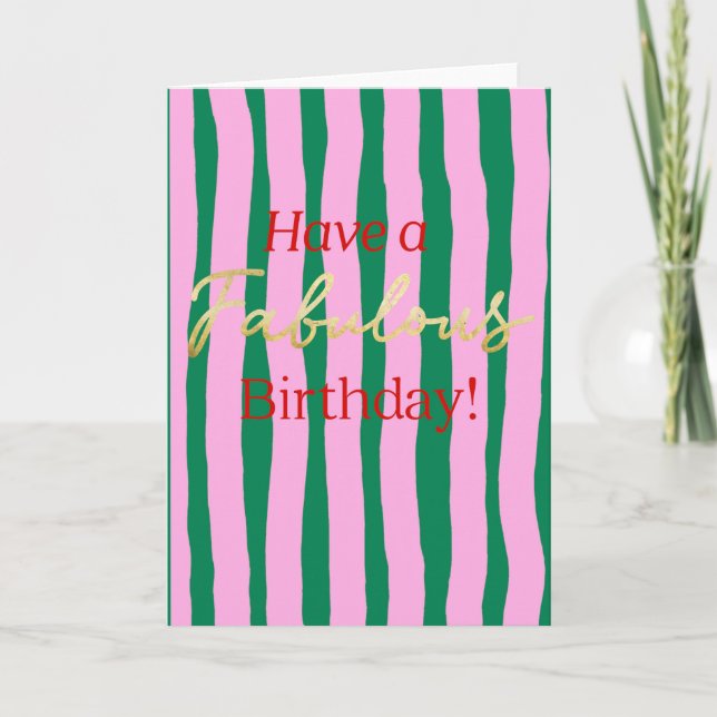 Cartão Pink and Green Have a Fabulous Birthday (Frente)