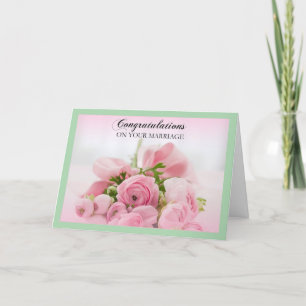 Cartão Pink and Green Wedding Congratulations Card