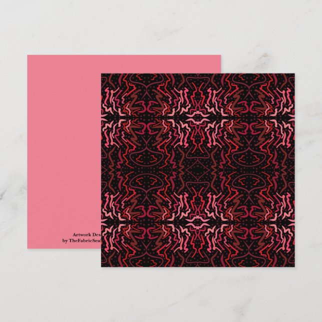Cartão Pink And Red Dots And Squiggles Pattern On Black (Frente/Verso)