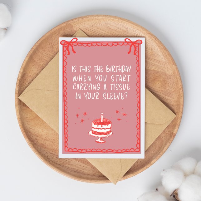 Cartão Pink and Red Sketch Bows & Cake Funny Adult (Criador carregado)