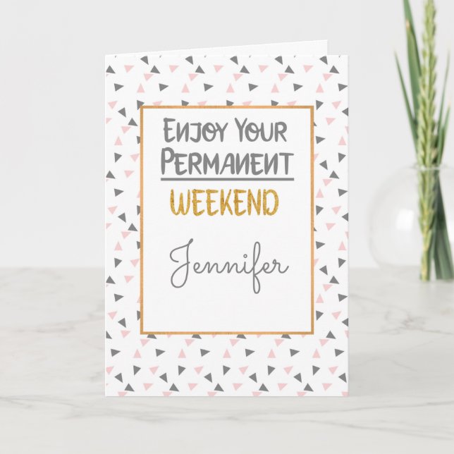 Cartão Pink and White Retirement Congratulations Card (Frente)