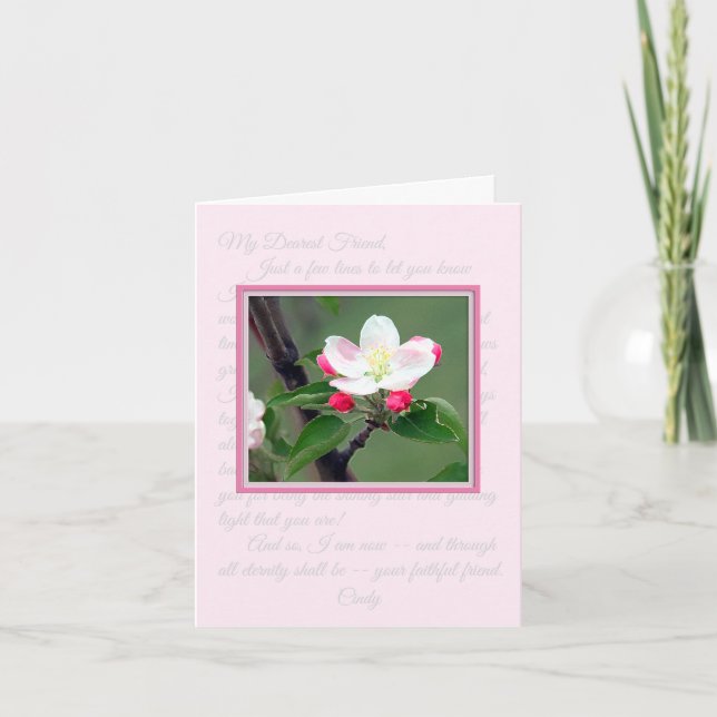 Cartão Pink Apple Blossom Classy Notecard (Frente)