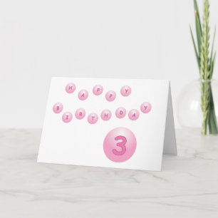 Cartão Pink Birthday Balls Age 3
