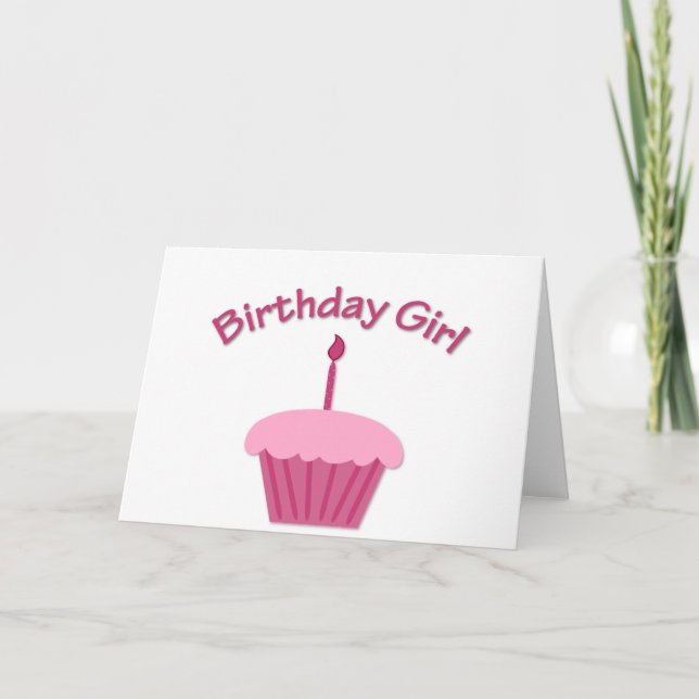Cartão Pink Birthday Cupcake (Frente)