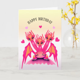Cartão Pink Birthday Dragon