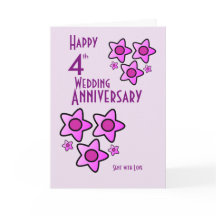 Pink bold flower design 4th wedding anniversary