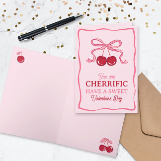 Cartão Pink Bow Cherry You Are Cherrific Valentine's Day