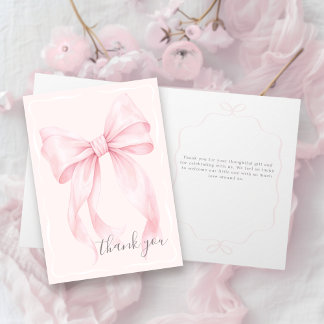 Cartão Pink Bow Girl Baby Shower Thank You