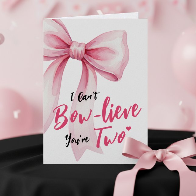 Cartão Pink Bow Girls Happy 2nd Birthday Terrible Two (Pink Bow Girls Happy 2nd Birthday Terrible Two Card
)