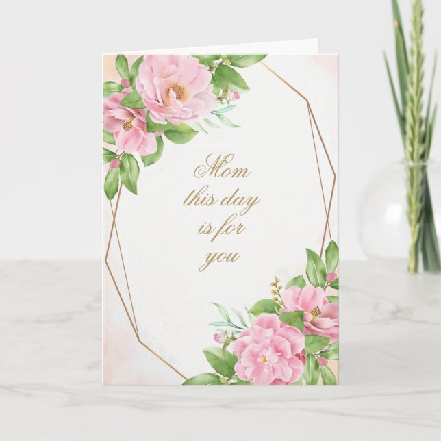 Cartão Pink Camellia Corners Mother's Day Greeting Card (Frente)