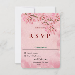 Cartão Pink Cherry Blossoms RSVP