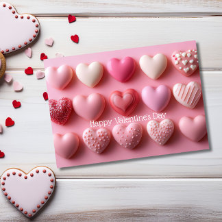 Cartão Pink Chocolate Hearts Valentine`s Day Card 