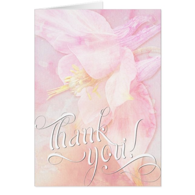 CARTÃO PINK COLUMBINE FLOWER WATERCOLOR SPLASH (Frente)