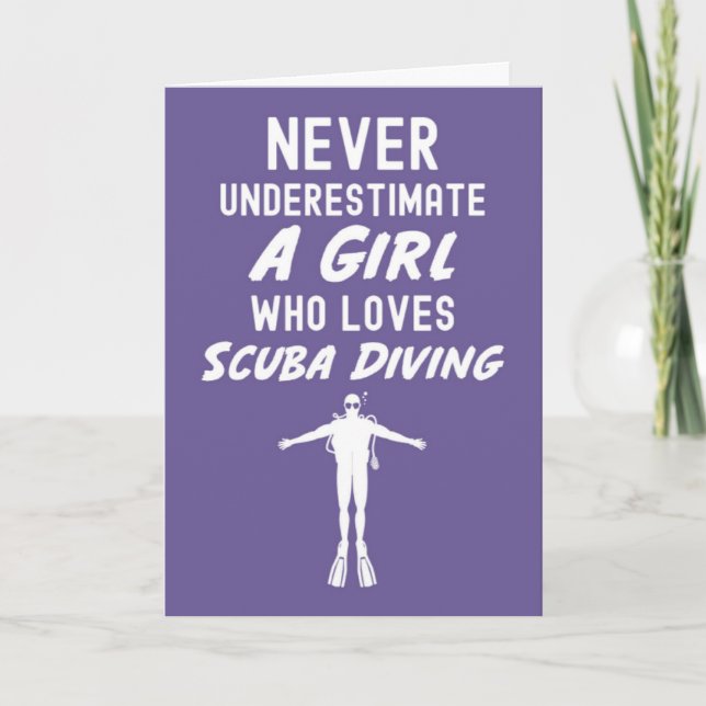 Cartão Pink Cute Scuba Diving Cards For Girls Snorkeling  (Frente)