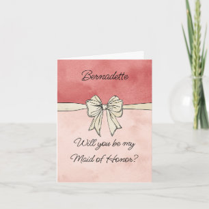 Cartão Pink de Aquarela e Arco de Creme Bridesmaid