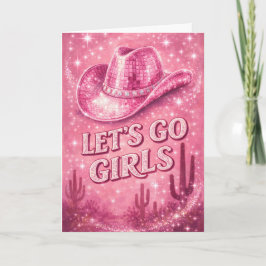 Cartão Pink Disco Cowgirl Hat Birthday Card for Her