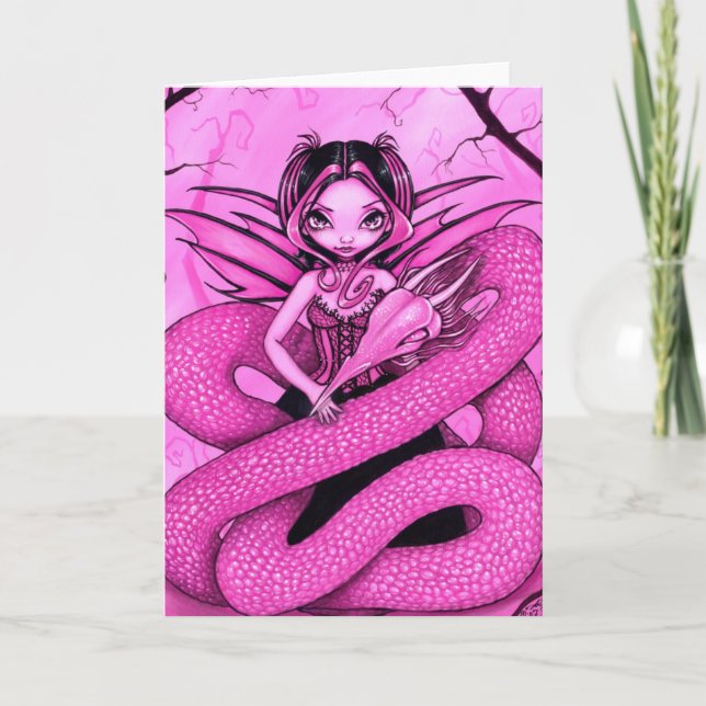 Cartão "Pink Dragon Fairy" Greeting Card (Frente)