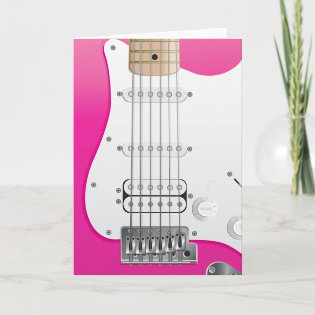 Cartão Pink Electric Guitar Greeting Card (Frente)
