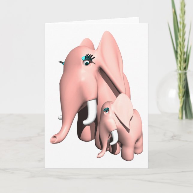 Cartão Pink Elephants Greeting Card (Frente)