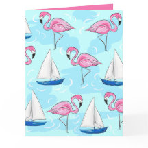 Pink Flamingo Blue Sailboat Preppy