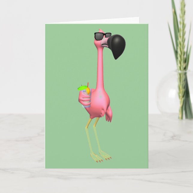 Cartão Pink Flamingo Greeting Card (Frente)