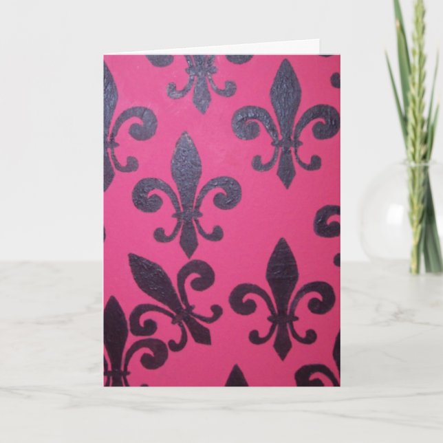Cartão Pink Fleur De Lis Happy Birthday (Frente)