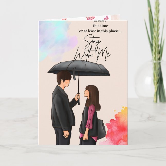 Cartão Pink Floral Butterfly Folded Greeting Card – Blank (Frente)