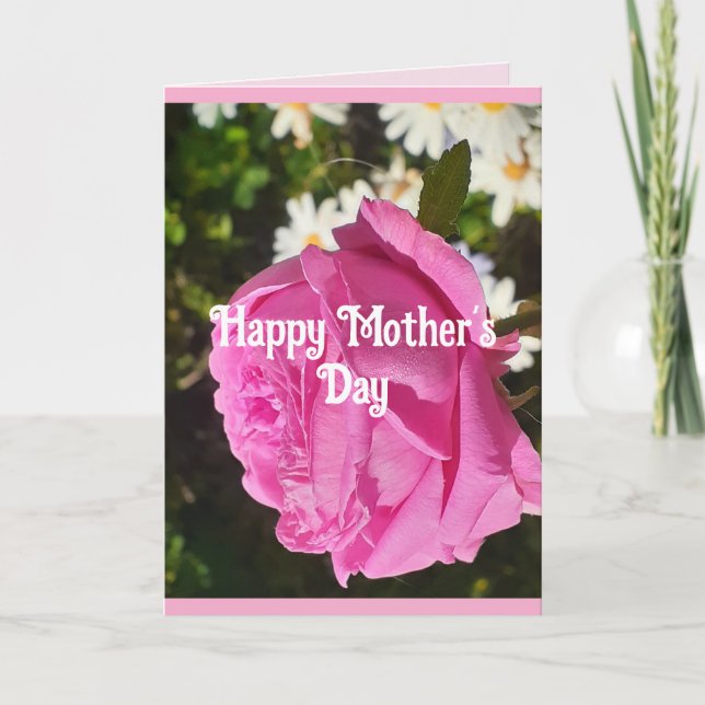 Cartão Pink Flowers Floral Rose Roses Mothers Day Card (Frente)