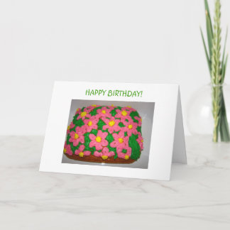 Cartão Pink FlowersCake, HAPPY BIRTHDAY!