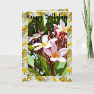 Cartão Pink Frangipani Tree, Folded Greeting Card