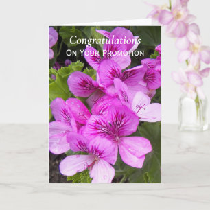 Cartão Pink Geraniums Floral Promotion Congratulations