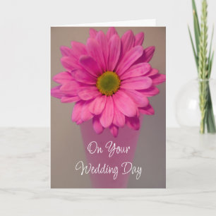 Cartão Pink Gerber Daisy in Vase Wedding Day