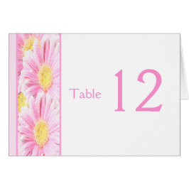 Cartão Pink Gerbera Daisies on White Table Number Card