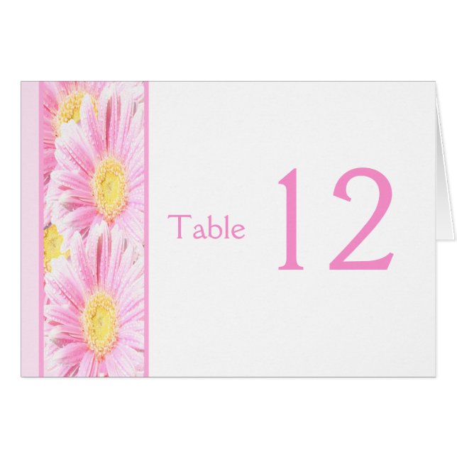 Cartão Pink Gerbera Daisies on White Table Number Card (Frente Horizontal)