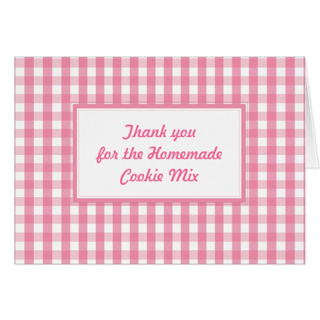 Cartão Pink Gingham Check Pattern (Frente Horizontal)