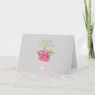 Cartão Pink gold cake Happy Birthday card