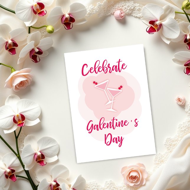 Cartão Pink Happy Galentines Day for Best Friend (A nice card for celebrate Galentine´s Day with your best friends )