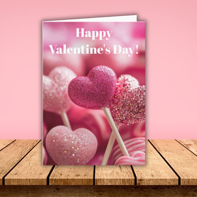 Cartão Pink Heart Lollipop Design Valentine`s Day Card  (Criador carregado)