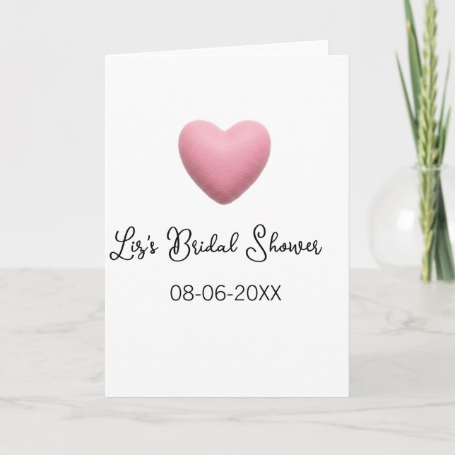 Cartão Pink heart pastel retro bridal shower date boho te (Frente)
