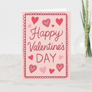 Cartão Pink Hearts Happy Valentines Day Greeting
