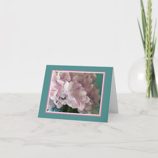 Cartão Pink Hydrangea Note Card (Frente)