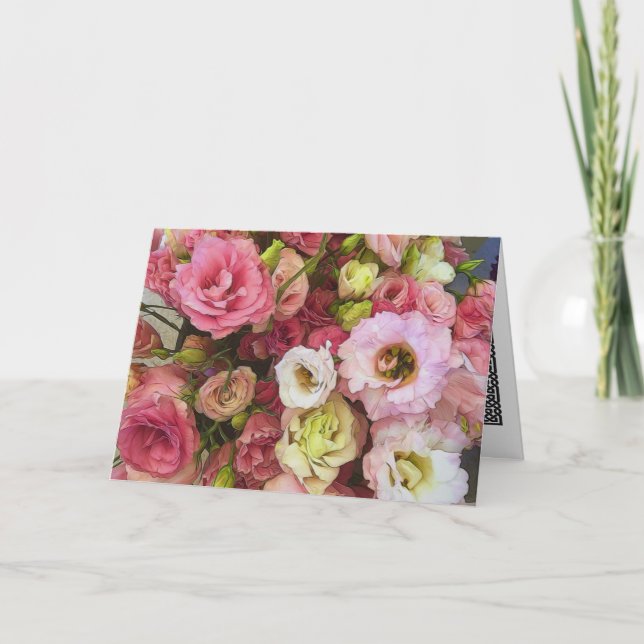 Cartão Pink Lisianthus Flowers (Frente)