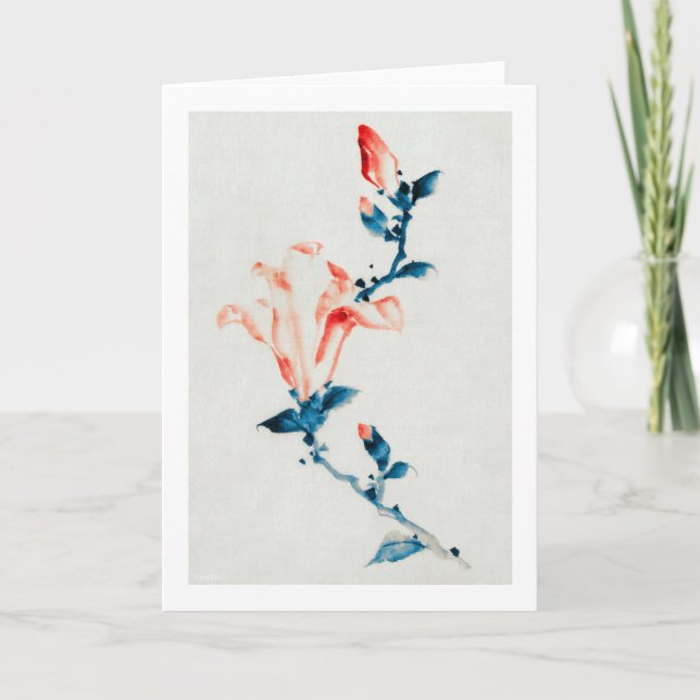 Cartão Pink Magnolia, Hokusai, Ukiyo-e (Frente)