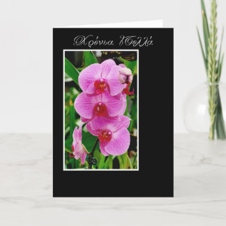 Cartão Pink orchids for Greek Name Day