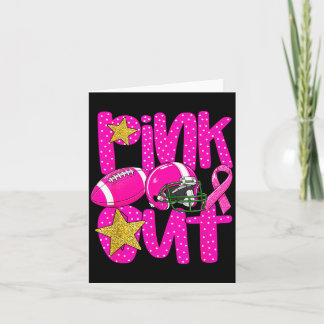 Cartão Pink out football pink ribbon breast cancer