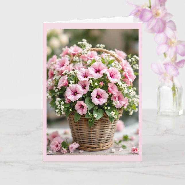 Cartão Pink Petunias Personalize Birthday Back Too (Orquídea)